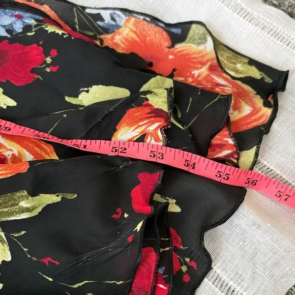 Tribal Vibrant Floral Maxi Dress - Black with Red and Orange - Picture 14 of 15